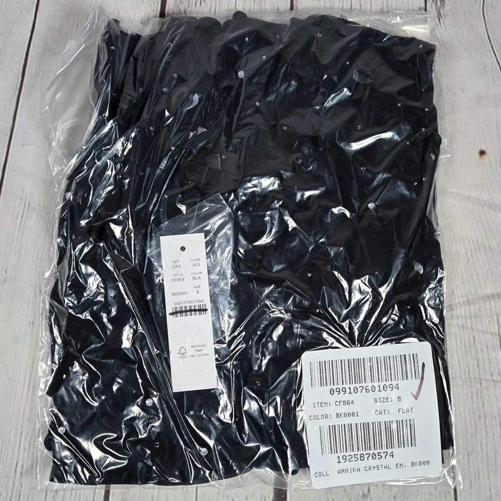 J. Crew Collection Black Sequin Crystal Embellished Slip Dress Size 8‎